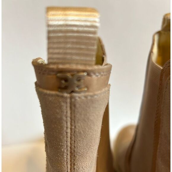 Sam Edelman Lulia Lug Chelsea Boot 9 Sesame Leather Suede Platform Combat - Picture 11 of 15